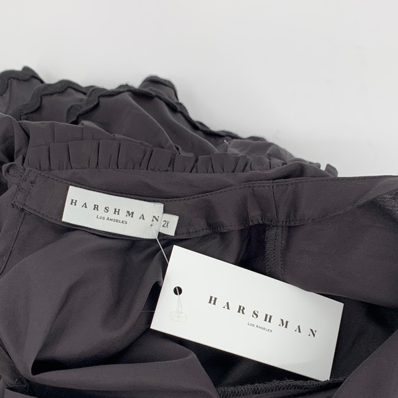 Harshman Juliette blouse top shirt black cotton ruffle sleeves zig zag new 2X - Picture 5 of 5